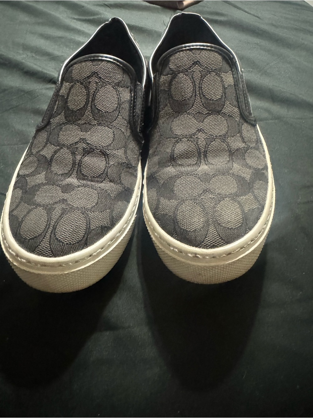 Coach Black Signature Slip-On Sneakers with Cream Soles